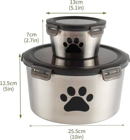 Canned Cat Food Storage Container,118 oz Cat Food Storage Container with Airtight Lid,Stainless Steel Pet Food Storage Containers,2 Cat Food Can Covers for Keeps Canned Cat Dog Food in Kuwait