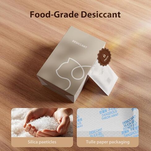 6 Packs Pet Food Desiccant Bag, Replacement Desiccant for Automatic Pet Feeder, Moisture Absorbing Pack for Cat Dry Food Storage, Helps Keep Food Fresh & Dry, Recommended Monthly Replacement in Kuwait