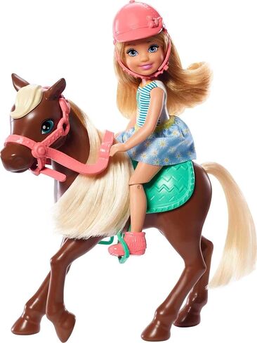 Barbie Club Chelsea Doll & Horse Set, Blonde Small Doll in Removable Skirt, Brown Pony with Blonde Mane & Accessories in Saudi Arabia