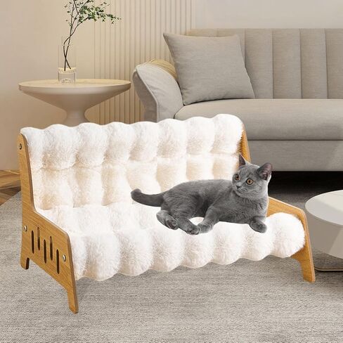 Cat Sofa Bed for Indoor Kittens, Wooden Frame, Comfortable Puppy Den, Cat Lounge Chair, XXL in Kuwait