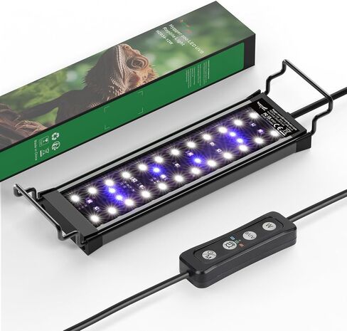 12 واط LED ضوء الأشعة فوق البنفسجية للزواحف تررم ضوء خزان الزواحف القابل للتمديد مع وحدة تحكم ويعتم و5 أوضاع للأشعة فوق البنفسجية كاملة الطيف أضواء بيضاء زرقاء وحمراء رائعة للتنين الملتحي، أبو بريص in Kuwait