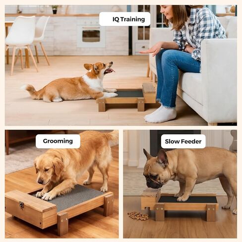 Dog Nail Scratch Board with Treat Drawer - Dog Scratch Pad for Nails - Durable Wooden Nail Filing Board for Stress-Free Grooming, Includes 3 Replacement Sandpaper Sheets in Saudi Arabia