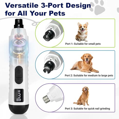 2026 Upgraded Silent Groom Pro Nail Grinder, Cordless Grooming Pro Nail Grinder for Dogs with 5-Speed & Led Light, Rechargeable USB Charging & 2 Grinding Wheels for Dogs and Cats in Kuwait