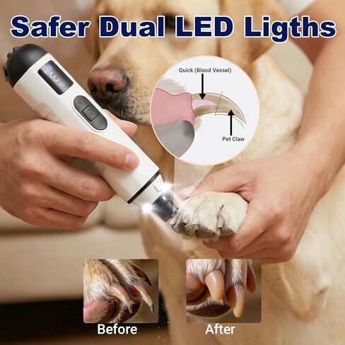 2026 Upgraded Silent Groom Pro Nail Grinder, Cordless Grooming Pro Nail Grinder for Dogs with 5-Speed & Led Light, Rechargeable USB Charging & 2 Grinding Wheels for Dogs and Cats in Kuwait