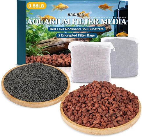 MAQIHAN Lava Rocks for Aquarium - 0.88 Lb Aquarium Rocks Red Volcanic Rock Stones Black Aquatic Soil for Fish Tank Decor Aquascaping Rock Substrate Decorative Landscaping (with 2 Filter Bags) in Kuwait