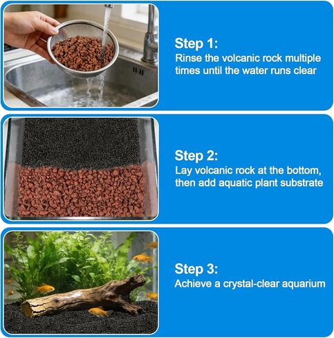 MAQIHAN Lava Rocks for Aquarium - 0.88 Lb Aquarium Rocks Red Volcanic Rock Stones Black Aquatic Soil for Fish Tank Decor Aquascaping Rock Substrate Decorative Landscaping (with 2 Filter Bags) in Kuwait