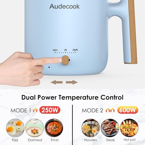 Audecook Hot Pot Electric with Steamer, 1.8L Portable Mini Travel Cooker, Multifunctional Non-Stick Electric Skillet for Stir Fry/Stew/Steam, Perfect for Ramen Noodles/Pasta/Egg/Soup/Oatmeal(Blue) in Kuwait