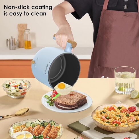 Audecook Hot Pot Electric with Steamer, 1.8L Portable Mini Travel Cooker, Multifunctional Non-Stick Electric Skillet for Stir Fry/Stew/Steam, Perfect for Ramen Noodles/Pasta/Egg/Soup/Oatmeal(Blue) in Kuwait