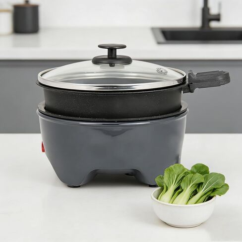 5-Inch Electric Noodle Cooker & Ramen Hot Pot, 260W Fast Preheat, Nonstick Cooking Surface, Cool-Touch Handles, Indicator Lights, Compact Portable, Blackberry, 2026 in Kuwait