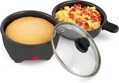 5-Inch Electric Noodle Cooker & Ramen Hot Pot, 260W Fast Preheat, Nonstick Cooking Surface, Cool-Touch Handles, Indicator Lights, Compact Portable, Blackberry, 2026 in Kuwait