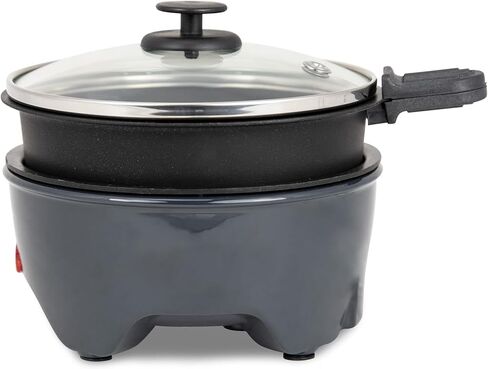 5-Inch Electric Noodle Cooker & Ramen Hot Pot, 260W Fast Preheat, Nonstick Cooking Surface, Cool-Touch Handles, Indicator Lights, Compact Portable, Blackberry, 2026 in Kuwait