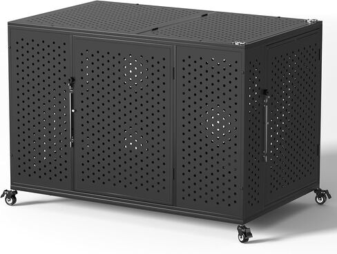 REXWELTEN 48 Inch Heavy Duty Dog Crate for High Anxiety Dogs with Self-Locking Latch, Escape-Proof Steel Kennel Indoor for Extra Large Dogs, 3-Door Pet Cage with Wheels and Removable Floor, XXL in Kuwait