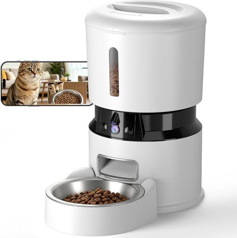 Automatic Cat Feeder with 2K Dual Cameras, 5G WiFi Smart Cat Food Dispenser with Night Vision 4MP, 2-Way Audio, App Control, 4L Auto Pet Feeder for Cats, Small Dogs & Multi-Cat Families in Kuwait