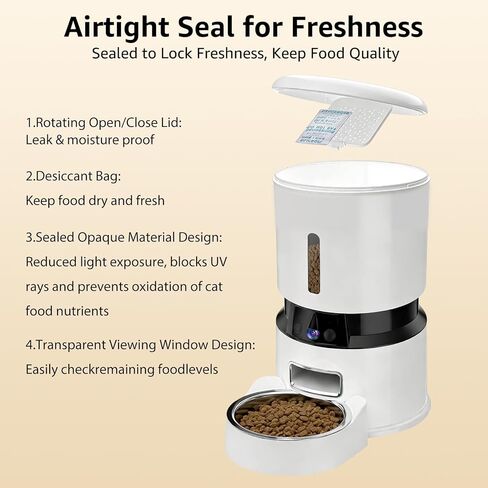 Automatic Cat Feeder with 2K Dual Cameras, 5G WiFi Smart Cat Food Dispenser with Night Vision 4MP, 2-Way Audio, App Control, 4L Auto Pet Feeder for Cats, Small Dogs & Multi-Cat Families in Kuwait