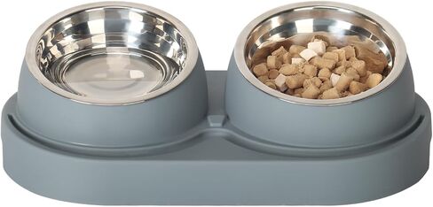 Cat Feeder and Water Dispenser, Feeding Station with Stainless Steel Bowls, Pet Food Dispenser for C for Dogs and Cats, Easy to Clean in Kuwait