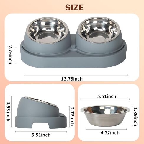Cat Feeder and Water Dispenser, Feeding Station with Stainless Steel Bowls, Pet Food Dispenser for C for Dogs and Cats, Easy to Clean in Kuwait