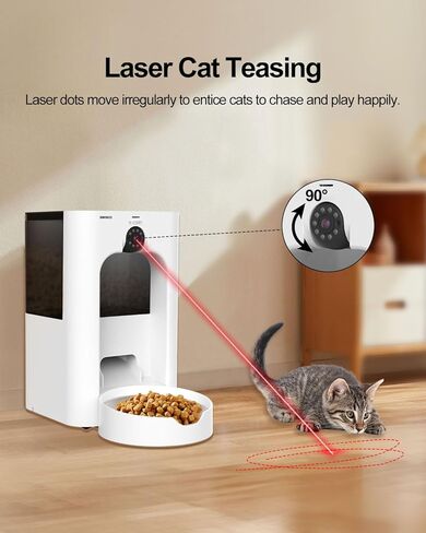 SANSCO Automatic Cat Feeder with Camera: Automatic Dog Feeder, 2K 3MP Video Recording Timed 2.4 & 5GHz WiFi App Control Pet Feeder Dispenser for Cat Dog, Rotates Up and Down, 4L in Kuwait