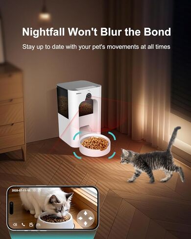 SANSCO Automatic Cat Feeder with Camera: Automatic Dog Feeder, 2K 3MP Video Recording Timed 2.4 & 5GHz WiFi App Control Pet Feeder Dispenser for Cat Dog, Rotates Up and Down, 4L in Kuwait