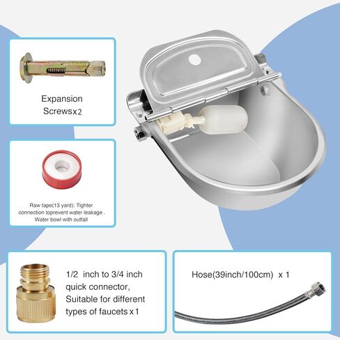 Automatic Water Dispenser for Dog, Stainless Steel Dog Water Bowl Dispenser with 2 Float Valves in Kuwait