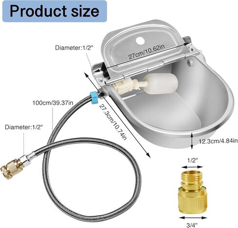 Automatic Water Dispenser for Dog, Stainless Steel Dog Water Bowl Dispenser with 2 Float Valves in Kuwait