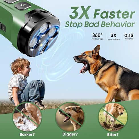 Dog Bark Deterrent Devices - Humane & Effective Training Dog, Stop No More Barking with 3X Ultrasonic Emitters (Green) in Kuwait