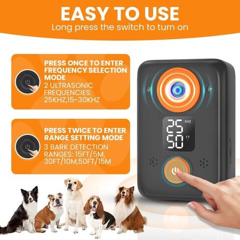 Anti Barking Device for Dogs – Ultrasonic Dog Bark Deterrent with 3 Modes, 50FT Effective Range, Rechargeable, Indoor Outdoor Anti Barking Device, Humane and Easy to Use in Kuwait