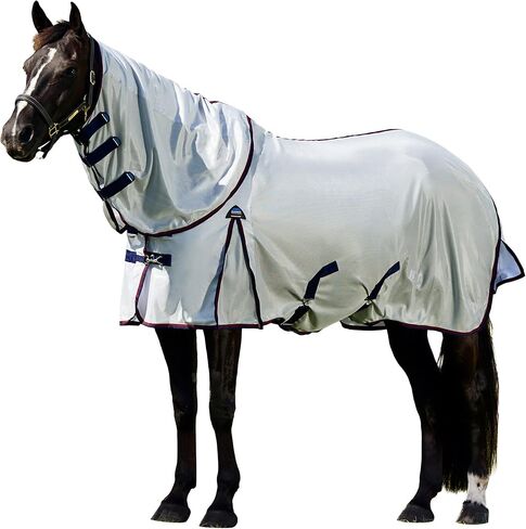 WeatherBeeta ComFiTec Airflow Fly Sheet Detach-A-Neck, Grey/Navy/Burgundy, 81" in Kuwait