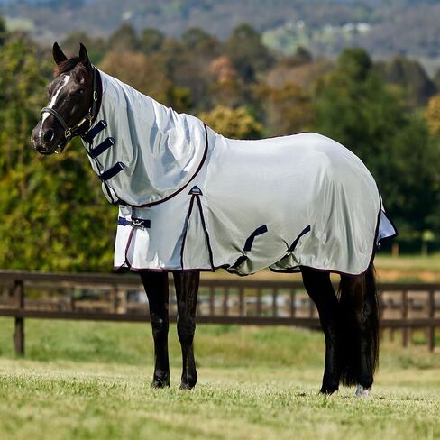 WeatherBeeta ComFiTec Airflow Fly Sheet Detach-A-Neck, Grey/Navy/Burgundy, 81" in Kuwait