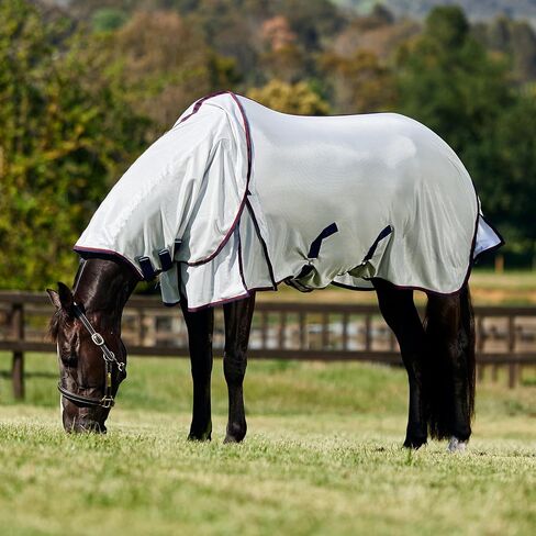 WeatherBeeta ComFiTec Airflow Fly Sheet Detach-A-Neck, Grey/Navy/Burgundy, 81" in Kuwait