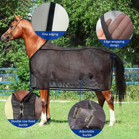 La La Pet Breathable Horse Fly Sheet Mesh Horses Body Cover to Prevent Bites Cooler Equine Sheet for Summer Lightweight Equestrian Equipment with Adjustable Straps in Kuwait