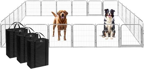 Dog Playpen w/Carrying Case for Indoor or Outdoor Use – 40 Inch, 8 Black Panels - Portable Metal Exercise Pen for Medium & Large Dogs - Pet Fence Kennel Crate for House, RV, or Travel in Kuwait