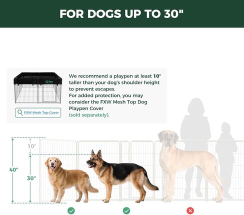 FXW Homeplus Unleashed Indoor Dog Playpen - Stress-Free and Safe Play, Heavy Duty 40 Inch 32 Panels Dog Pen for Medium and Large Dogs, White│Patented in Kuwait