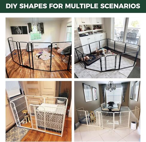 FXW Homeplus Unleashed Indoor Dog Playpen - Stress-Free and Safe Play, Heavy Duty 40 Inch 32 Panels Dog Pen for Medium and Large Dogs, White│Patented in Kuwait
