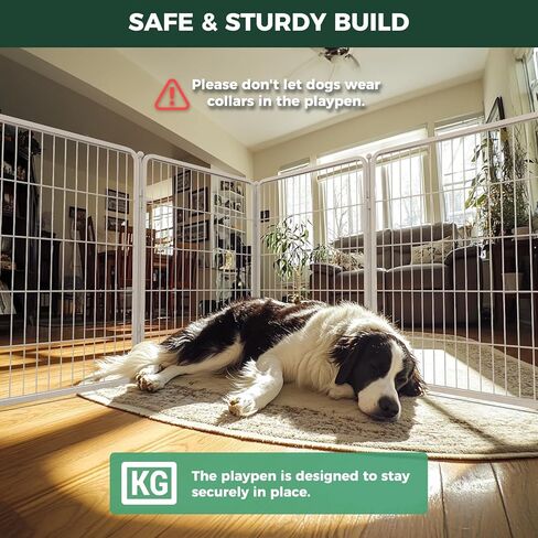 FXW Homeplus Unleashed Indoor Dog Playpen - Stress-Free and Safe Play, Heavy Duty 40 Inch 32 Panels Dog Pen for Medium and Large Dogs, White│Patented in Kuwait