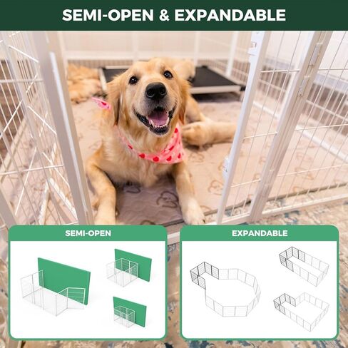 FXW Homeplus Unleashed Indoor Dog Playpen - Stress-Free and Safe Play, Heavy Duty 40 Inch 32 Panels Dog Pen for Medium and Large Dogs, White│Patented in Kuwait