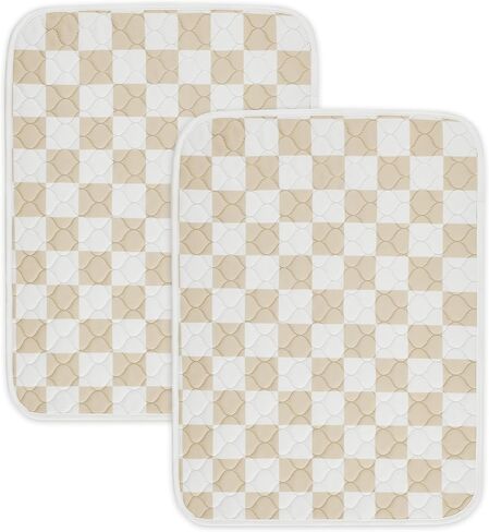 2 Pack Beige Checkered Washable Pee Pads for Dogs, Checkered Reusable Dog Pee Pads, for Puppy Playpen, Crate, Whelping Box, Potty Training, Cute Aesthetic Absorbency, Leak-Proof Non-Slip in Kuwait