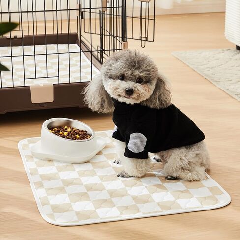 2 Pack Beige Checkered Washable Pee Pads for Dogs, Checkered Reusable Dog Pee Pads, for Puppy Playpen, Crate, Whelping Box, Potty Training, Cute Aesthetic Absorbency, Leak-Proof Non-Slip in Kuwait