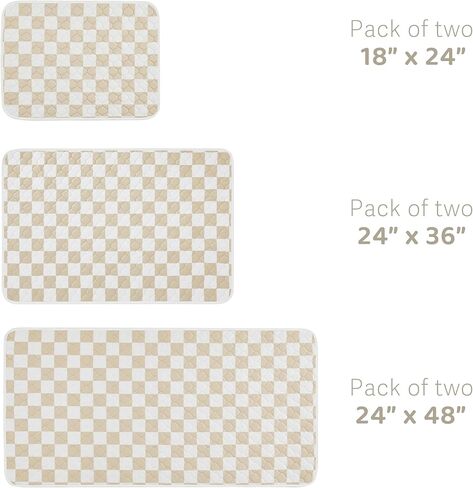 2 Pack Beige Checkered Washable Pee Pads for Dogs, Checkered Reusable Dog Pee Pads, for Puppy Playpen, Crate, Whelping Box, Potty Training, Cute Aesthetic Absorbency, Leak-Proof Non-Slip in Kuwait