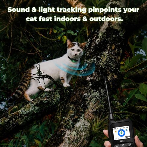 GPS Tracker for Cats, No Monthly Subscription Fee, Real-Time Tracking with Sound & Light Finding, 1500 FT Range, Waterproof Pet Locator Tracks Up to 3 Cats in Kuwait