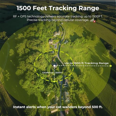 GPS Tracker for Cats, No Monthly Subscription Fee, Real-Time Tracking with Sound & Light Finding, 1500 FT Range, Waterproof Pet Locator Tracks Up to 3 Cats in Kuwait