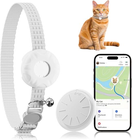 Cat Tracker, GPS Tracker, Pet Tracker Compatible with Apple Find My App(Only iOS), Waterproof Cat Trackers Collar with Bell and Safety Elastic Buckle,No Monthly Fee, Smart Alerts, Pink in Kuwait