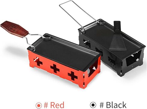 Tnfeeon Raclette Grill Set Carbon Steel Cheese Melter Pan with Spatula Compact Non Stick Surface for Easy Cheese Melting At Home Gatherings Portable Foldable Design Ideal for Parties (Black) in Saudi Arabia