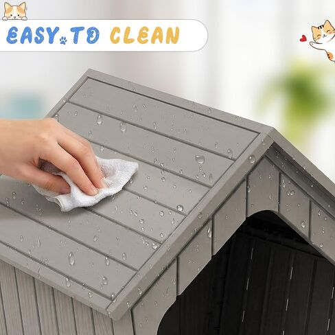 Cat Litter Box Enclosure, Resin Hidden Litter Box Furniture with Air Holes, Outdoor Cat House Weatherproof, Waterproof & Scratch-Resistant, Wide Opening Design for Easy Cleaning, Grey in Saudi Arabia