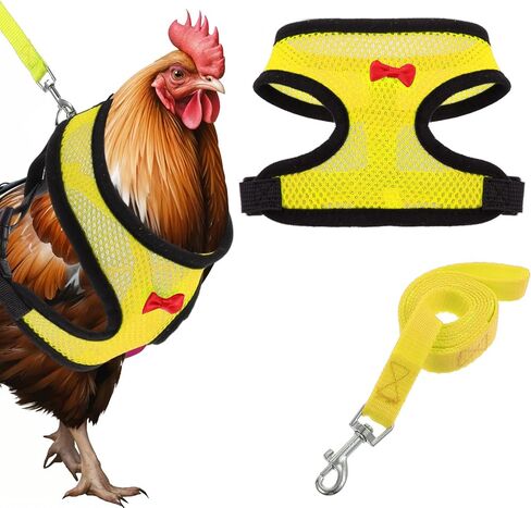 Upgraded Chicken Harness Leash, Chicken Leashes and Harnesses for Geese, Ducks, Geese, and Small Pets(Yellow) in Kuwait