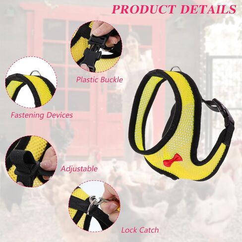 Upgraded Chicken Harness Leash, Chicken Leashes and Harnesses for Geese, Ducks, Geese, and Small Pets(Yellow) in Kuwait