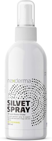 بخاخ NEXDERMA Silvet للعناية بالجروح والبشرة لتنظيف الجروح والجروح والحكة والتهيج والتهابات فراش الأظافر والتهاب الجلد بين الأصابع | لا يسبب اللسع أو الحرق للقطط والكلاب والخيول - 100 مل (عبوة من قطعة واحدة) in Kuwait