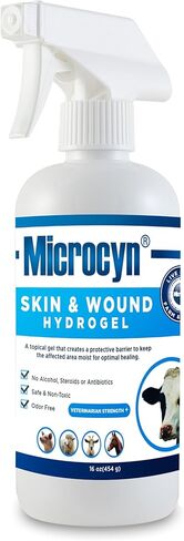 Microcyn الماشية الجلد والجروح هيدروجيل - 16 أوقية حاجز وقائي يحتفظ بالرطوبة للجروح والخدوش والجلد المتهيج - دعم احترافي للمزرعة والمزرعة in Kuwait