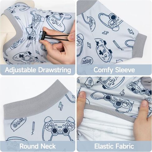 XPUDAC 4 Pack Dog Pajamas, Soft Puppy Clothes with Drawstring Adjustable Stretchy Dogs Onesie for Small Medium Doggie Shed Defender Dog Suit Pet Outfit Boy, S in Kuwait