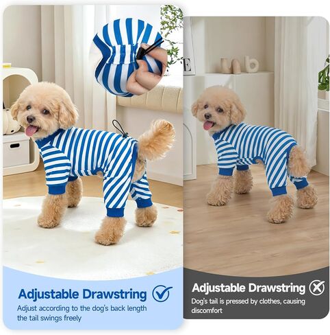 XPUDAC 4 Pack Dog Pajamas, Soft Puppy Clothes with Drawstring Adjustable Stretchy Dogs Onesie for Small Medium Doggie Shed Defender Dog Suit Pet Outfit Boy, S in Kuwait
