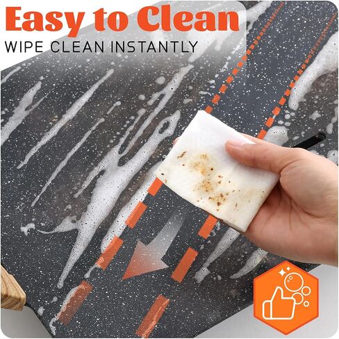 شواية كهربائية CookSimple للاستخدام اليومي مقاس 20 × 12 بوصة - سطح جرانيت ILAG غير لاصق بقدرة 1700 وات، تصميم منحدر كبير، مثالي للوجبات العائلية والفطائر والبيض، تسخين سريع متساوي، سهل التنظيف، جرانيت أسود in Kuwait